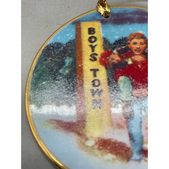 boys town Christmas tree ornament circle glass candle father Flanagan's READ - Picture 2 of 8